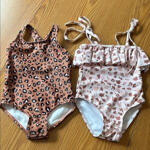 Leopard and Floral Kids One Piece Swimsuit 18m Bundle